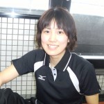 黒鷲旗大会にて。久光製薬戦を勝利で終え、にっこり