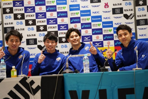西田有志「バレー人生初の大きなタイトルだった」　本間隆太主将「若い選手たちが躍動してくれた」　V1男子決勝　ジェイテクト記者会見 サムネイル